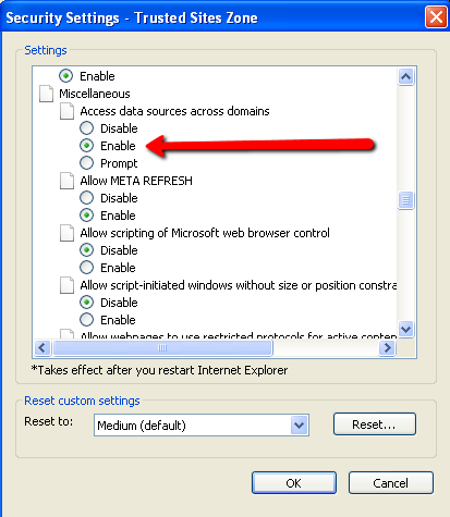 IE8 Security Settings for USPTO PAIR